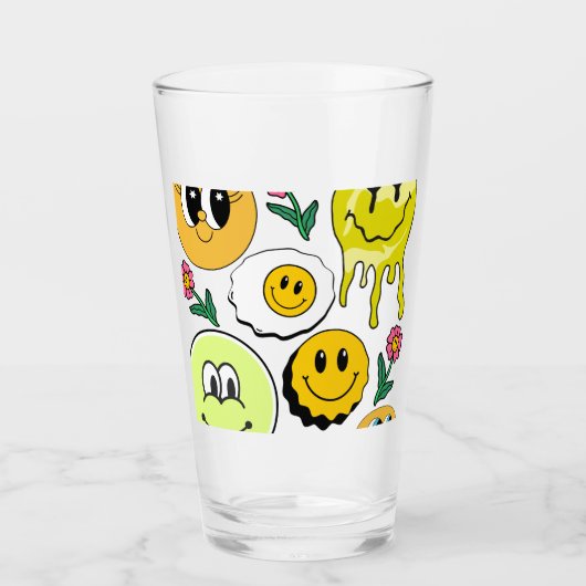 Mikitiez Throw Pillow Smileyface gelber Garten Glas (Vorderseite)