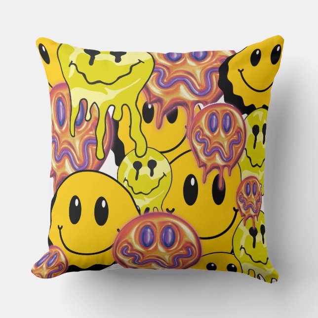 Mikitiez Throw Pillow Smileyface gelber Garten Kissen (Vorderseite)