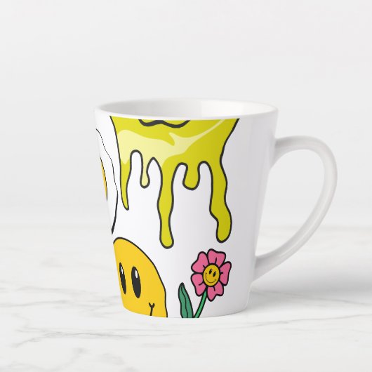 Mikitiez Throw Pillow Smileyface gelber Garten Milchtasse (Rechts)