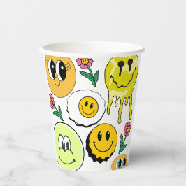 Mikitiez Throw Pillow Smileyface gelber Garten Pappbecher