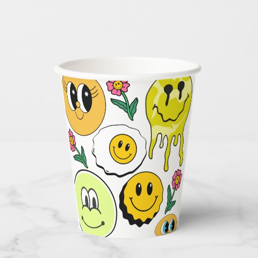 Mikitiez Throw Pillow Smileyface gelber Garten Pappbecher (Vorderseite)