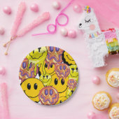 Mikitiez Throw Pillow Smileyface gelber Garten Pappteller (Party)
