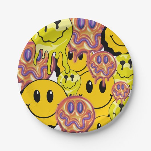 Mikitiez Throw Pillow Smileyface gelber Garten Pappteller (Vorderseite)