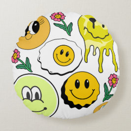 Mikitiez Throw Pillow Smileyface gelber Garten Rundes Kissen
