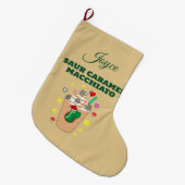 Mikitiez Trex Dinosaurier Eiskaffee-Karamelli xmas Großer Weihnachtsstrumpf (Vorderansicht (hängend))