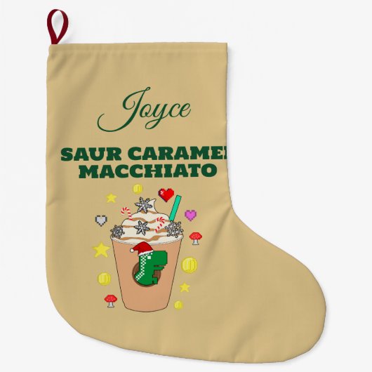 Mikitiez Trex Dinosaurier Eiskaffee-Karamelli xmas Großer Weihnachtsstrumpf (Vorderseite)