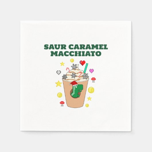 Mikitiez Trex Dinosaurier Eiskaffee-Karamelli xmas Serviette (Vorderseite)