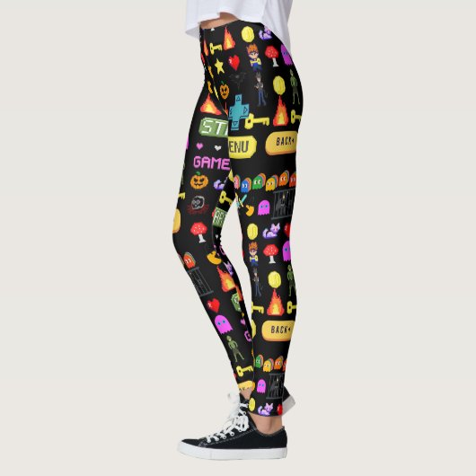 Mikitiez videogame pixel halloween spooky bat  leggings (Links)