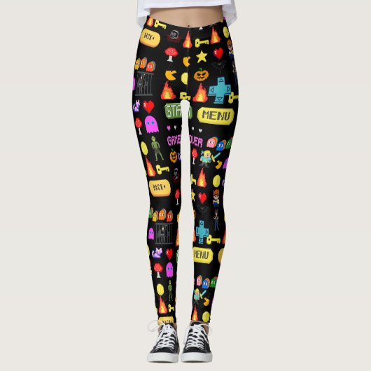 Mikitiez videogame pixel halloween spooky bat  leggings (Vorderseite)