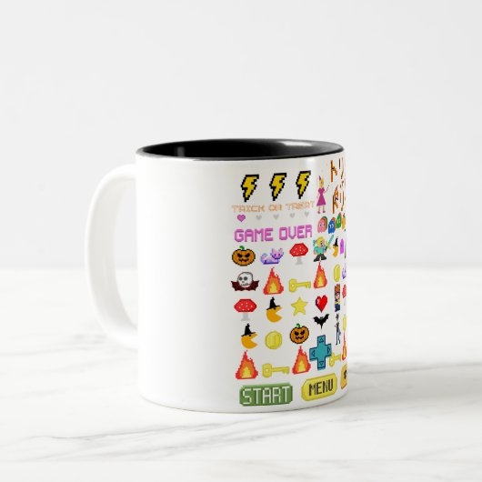 Mikitiez Videospiel Pixel halloween Spookbat Magi Zweifarbige Tasse (Vorderseite Links)