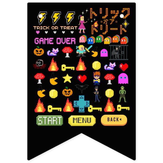 Mikitiez Videospiel Pixel halloween Spookbat Wimpelkette (Zweite Fahne)