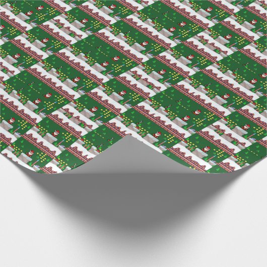 Mikitiez Weihnachten Santa Snowboard Crew Pinguin Geschenkpapier (Ecke)