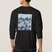 Mikitiez Weihnachten Santa Snowboard Crew Pinguin Sweatshirt (Rückseite)
