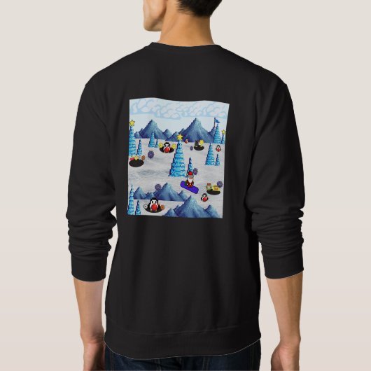Mikitiez Weihnachten Santa Snowboard Crew Pinguin Sweatshirt (Rückseite)