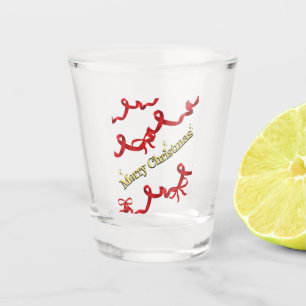 Mikitiez Weihnachtsband rotweiß Zuckerstange X'mas Schnapsglas