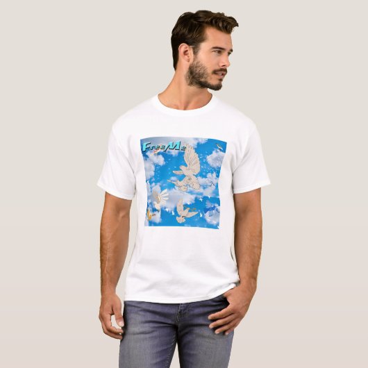 Mikitiez Weißvogel Blau Himmel Sommerstrand Freihe T-Shirt (Vorne ganz)