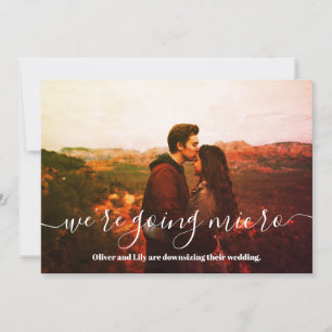 Mikro-Hochzeit-Downsize-Foto-einfache Schrift Ankündigung