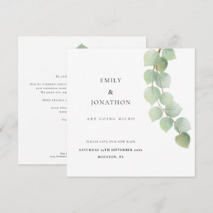 Mikro-Hochzeiten Eukalyptus botanisch Save the Dat Date