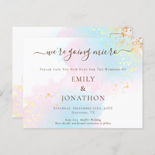 Mikro Hochzeitsblau Rosa Wasserfarbe Ankündigungspostkarte