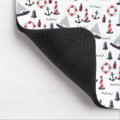 Mikro-Nautik-Muster im Vintage-Stil gedruckt. Mousepad (Ecke)