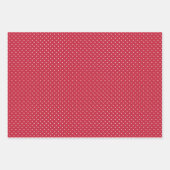 Mikro-Polka-Dot-Weiß - 3 Rot Geschenkpapier Set (Vorderseite 3)