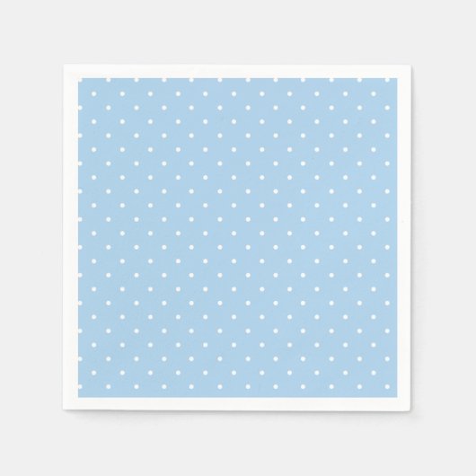 Mikro-Polka-Dot-Weiß - Babyblau Serviette (Vorderseite)
