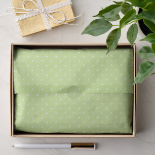 Mikro-Polka-Dot-Weiß - Frühjahrsgrün Seidenpapier