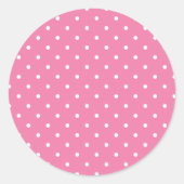 Mikro-Polka-Dot-Weiß - Fuchsienrosa Runder Aufkleber (Vorderseite)