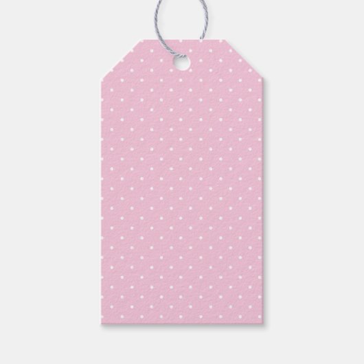 Mikro-Polka-Dot-Weiß - Hellrosa Geschenkanhänger (Vorderseite)
