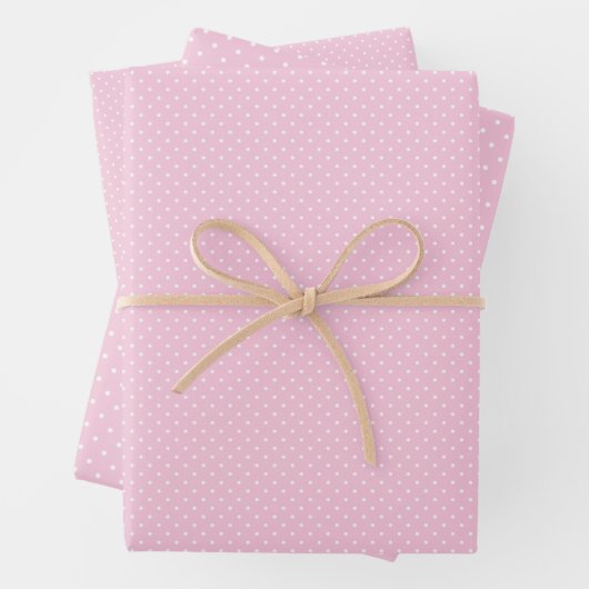 Mikro-Polka-Dot-Weiß - Hellrosa Geschenkpapier Set (Beispiel)