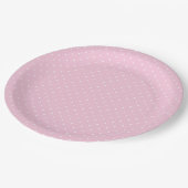 Mikro-Polka-Dot-Weiß - Hellrosa Pappteller (Schrägansicht)