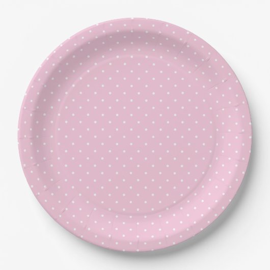 Mikro-Polka-Dot-Weiß - Hellrosa Pappteller (Vorderseite)