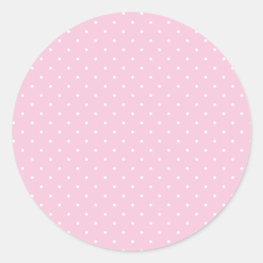 Mikro-Polka-Dot-Weiß - Hellrosa Runder Aufkleber (Vorderseite)