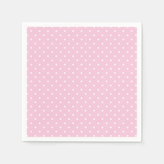Mikro-Polka-Dot-Weiß - Hellrosa Serviette (Vorderseite)
