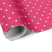 Mikro-Polka-Dot-Weiß - Himbeerrot Geschenkpapier (Rolleneckpunkt)