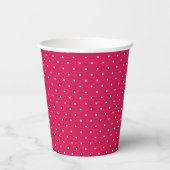 Mikro-Polka-Dot-Weiß - Himbeerrot Pappbecher (Rückseite)