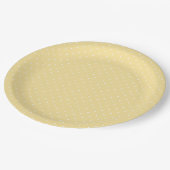 Mikro-Polka-Dot-Weiß - Kanariengelb Pappteller (Schrägansicht)