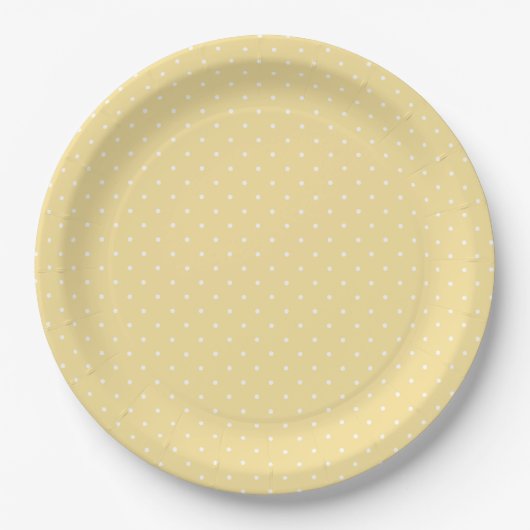 Mikro-Polka-Dot-Weiß - Kanariengelb Pappteller (Vorderseite)