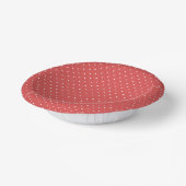 Mikro-Polka-Dot-Weiß - Korallenrot Pappteller (Gewinkelt)