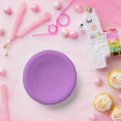 Mikro-Polka-Dot-Weiß - Orchidee-Lila Pappteller (Party)