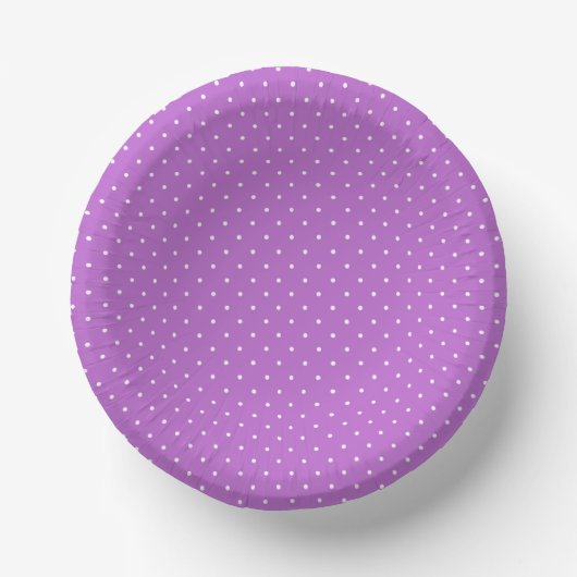 Mikro-Polka-Dot-Weiß - Orchidee-Lila Pappteller (Vorderseite)