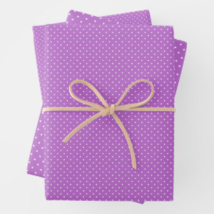 Mikro-Polka-Dot-Weiß - Orchideen-Purple Geschenkpapier Set