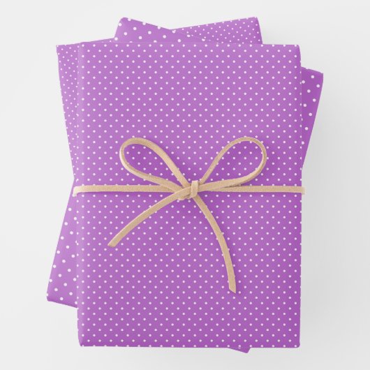 Mikro-Polka-Dot-Weiß - Orchideen-Purple Geschenkpapier Set (Beispiel)