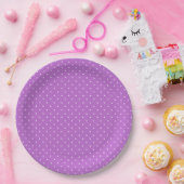Mikro-Polka-Dot-Weiß - Orchideen-Purple Pappteller (Party)