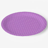 Mikro-Polka-Dot-Weiß - Orchideen-Purple Pappteller (Schrägansicht)