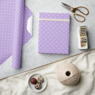 Mikro-Polka-Dot-Weiß - Sanftes Lavendel Geschenkpapier