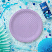 Mikro-Polka-Dot-Weiß - Sanftes Lavendel Pappteller (Party)