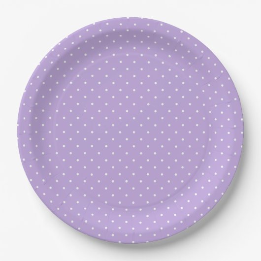 Mikro-Polka-Dot-Weiß - Sanftes Lavendel Pappteller (Vorderseite)