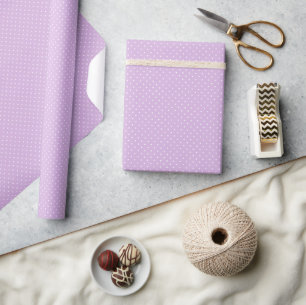 Mikro-Polka-Dot-Weiß - Sanftes Lila Geschenkpapier