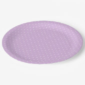 Mikro-Polka-Dot-Weiß - Sanftes Lila Pappteller (Schrägansicht)